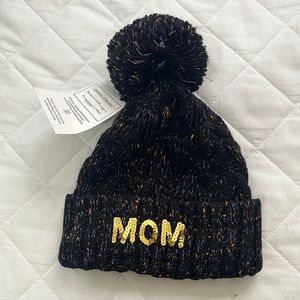 Bow & Drape “MOM” pompon beanie, brand new with tag, never worn